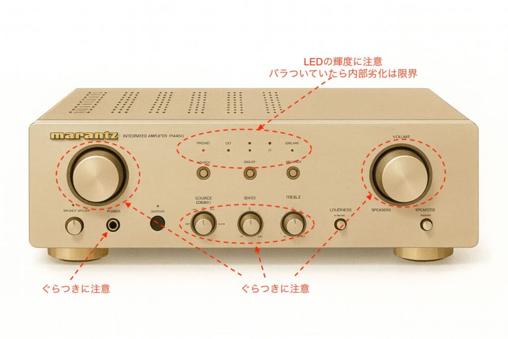 2025-11-30MarantzPM4200-プリメインアンプ_コンディション判断画像・よくある故障・傷・耐久性・欠陥のチェック解説画像1